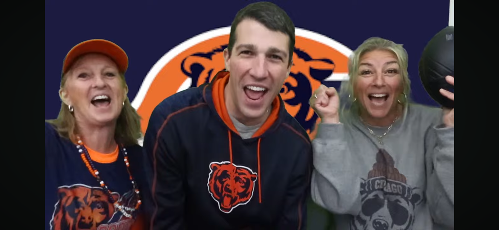 Three teachers wearing Bears clothes.