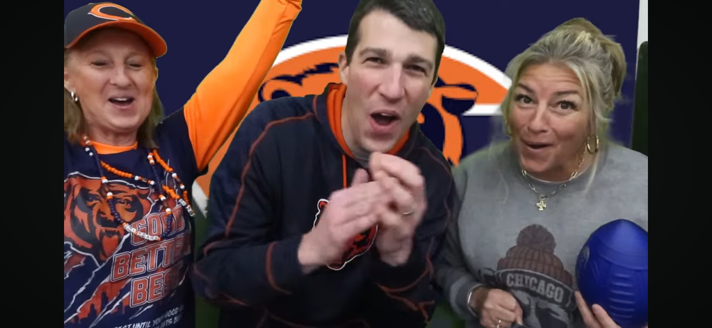 Three teachers wearing Bears clothes.