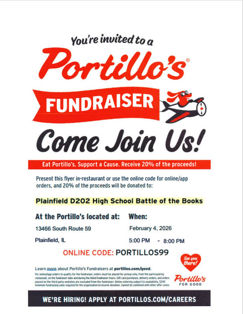 Portillo's Fundraiser for Battle of the Books-February 4, 2026