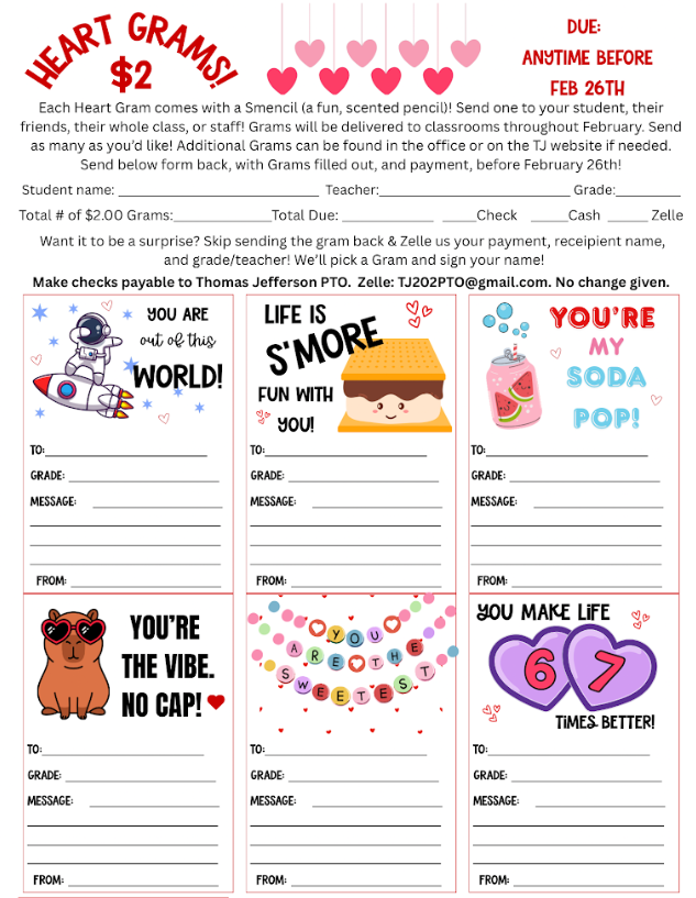 A flyer for heart grams.