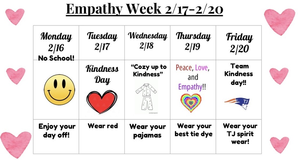 A flyer showing empathy week spirit days