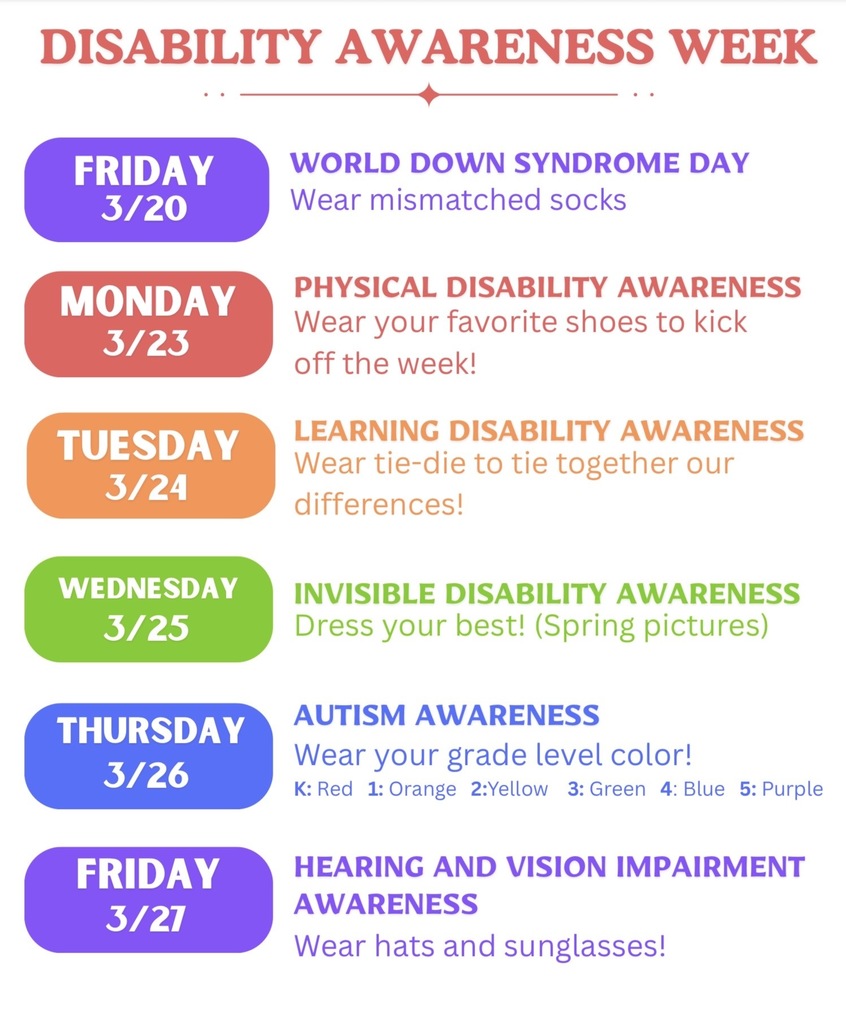 A fire explaining dress up days for disability awareness week. 
