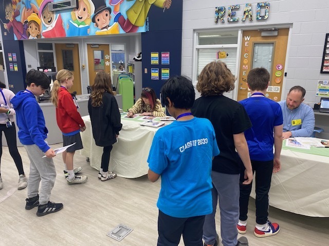 Lincoln ES students in media center for publishers party