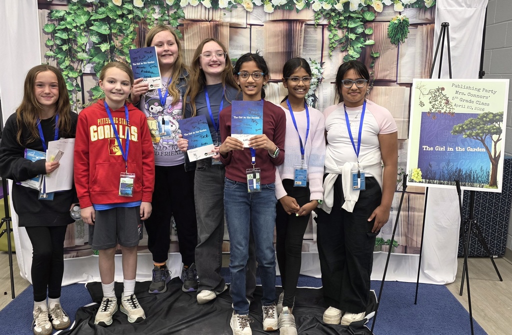 Lincoln ES students in media center for publishers party