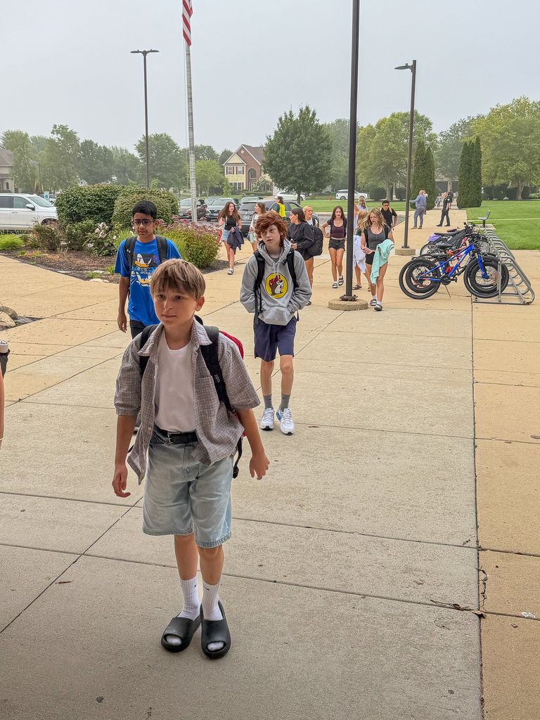 students walking in