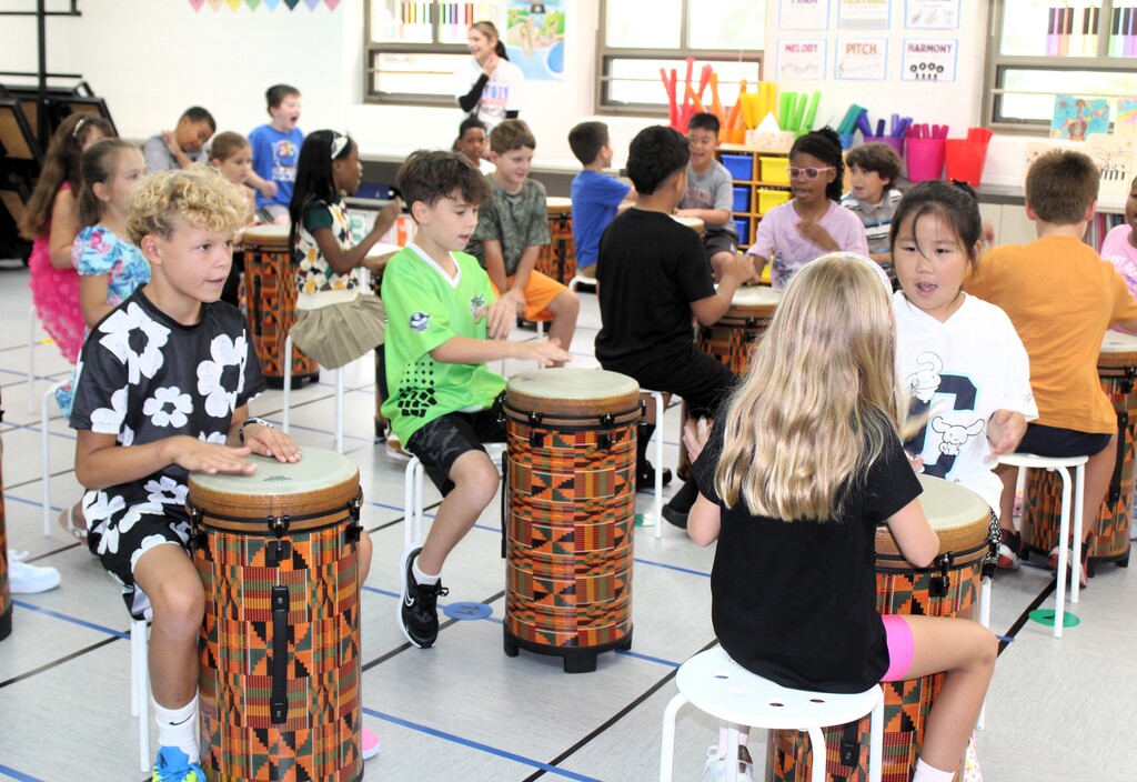 students in music class