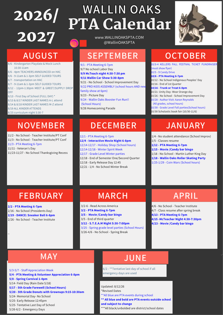 PTA Calendar