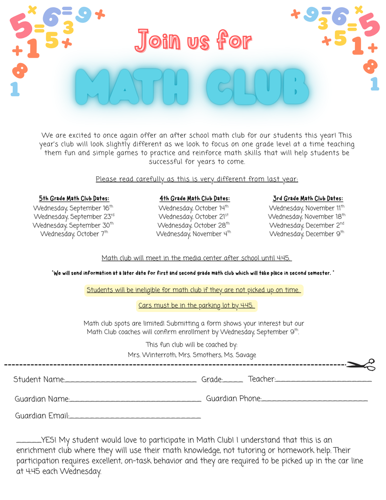 English math club form
