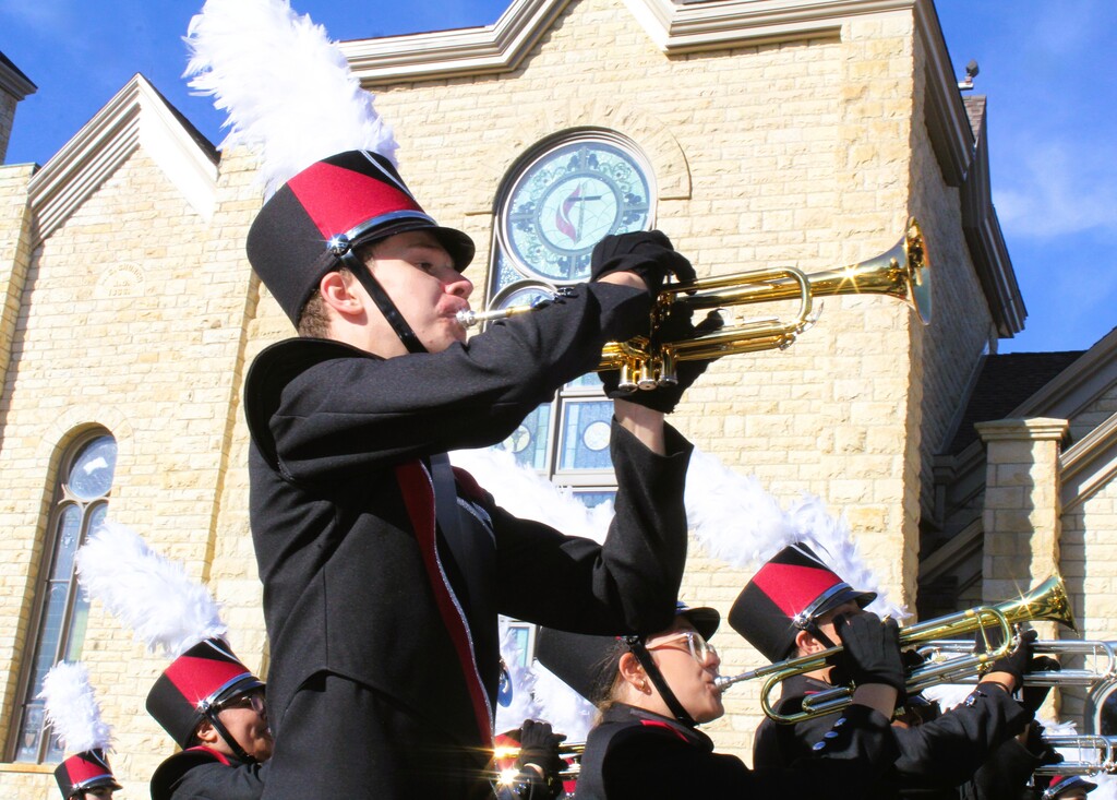 PNHS trumpet player marching