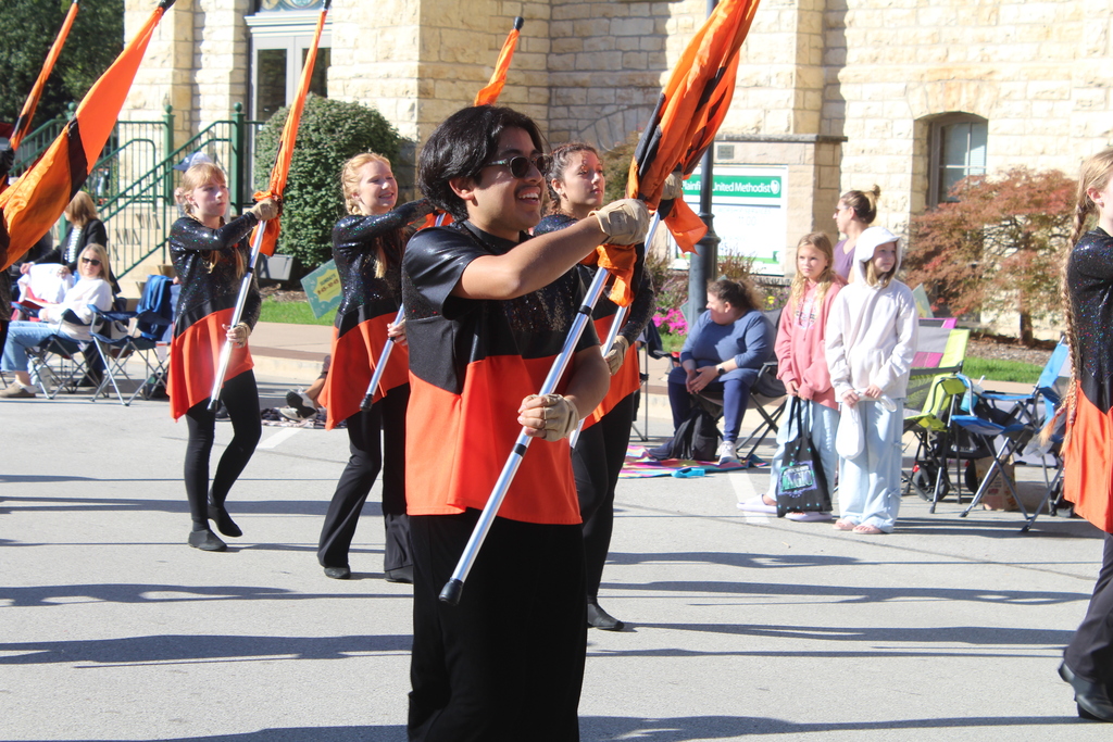 PEHS band cheer and dance marching in the parade