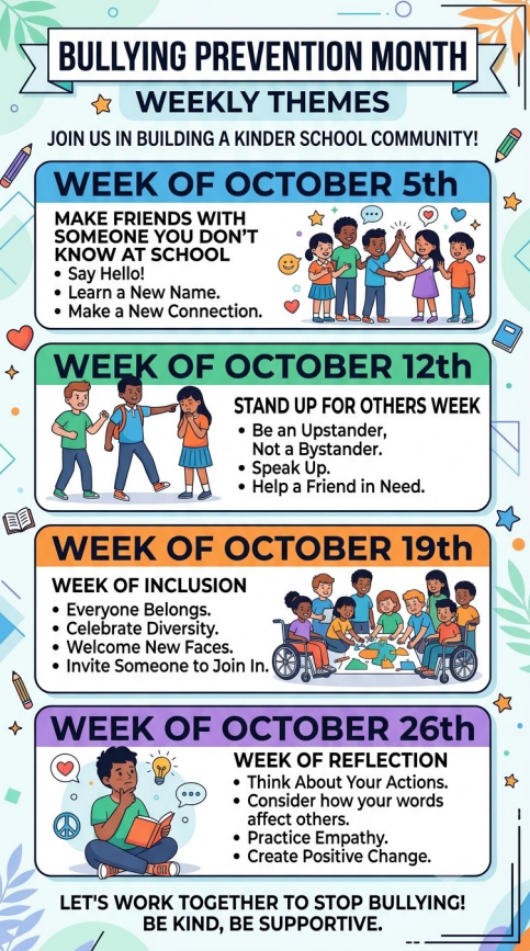 A flyer describing bullying prevention month.