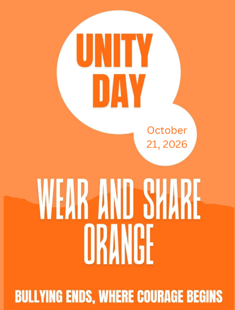 An orange flyer asking students to wear orange on October 21.