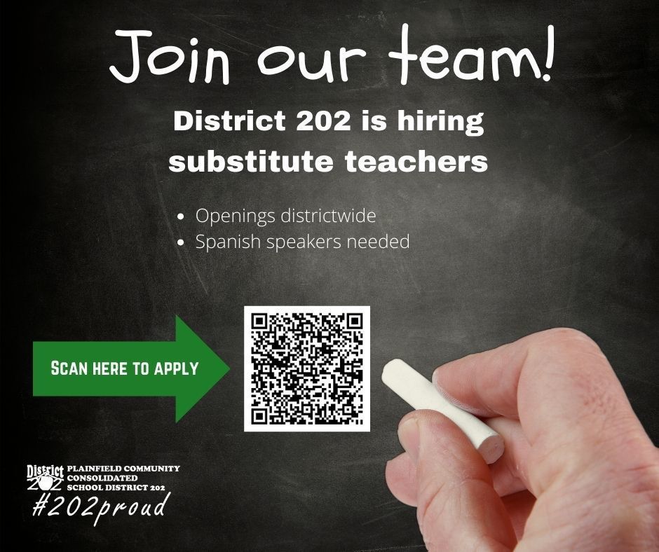 graphic about hiring substitute teachers in District 202