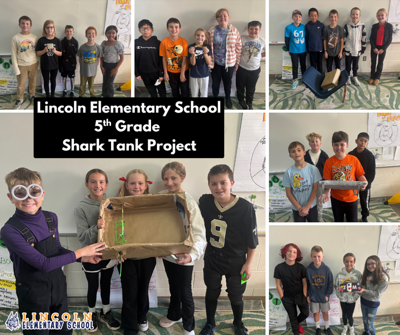 Lincoln ES students pose with their products