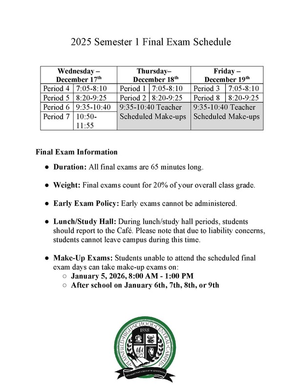 Final Exam Schedule
