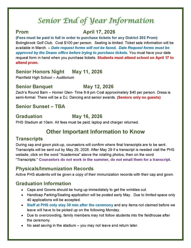Senior End of Year Information