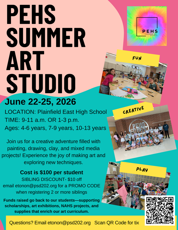 PEHS summer art studio flyer