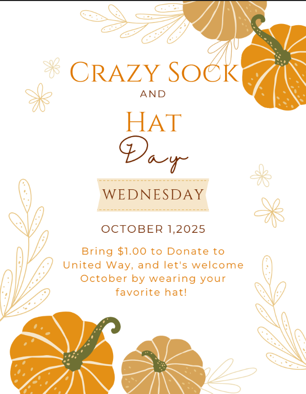 Crazy sock and hat day October 1, 2025