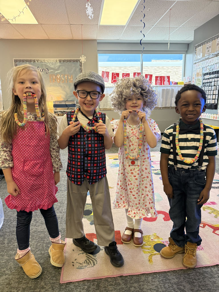 Kindergarten students dressed as 100 year olds