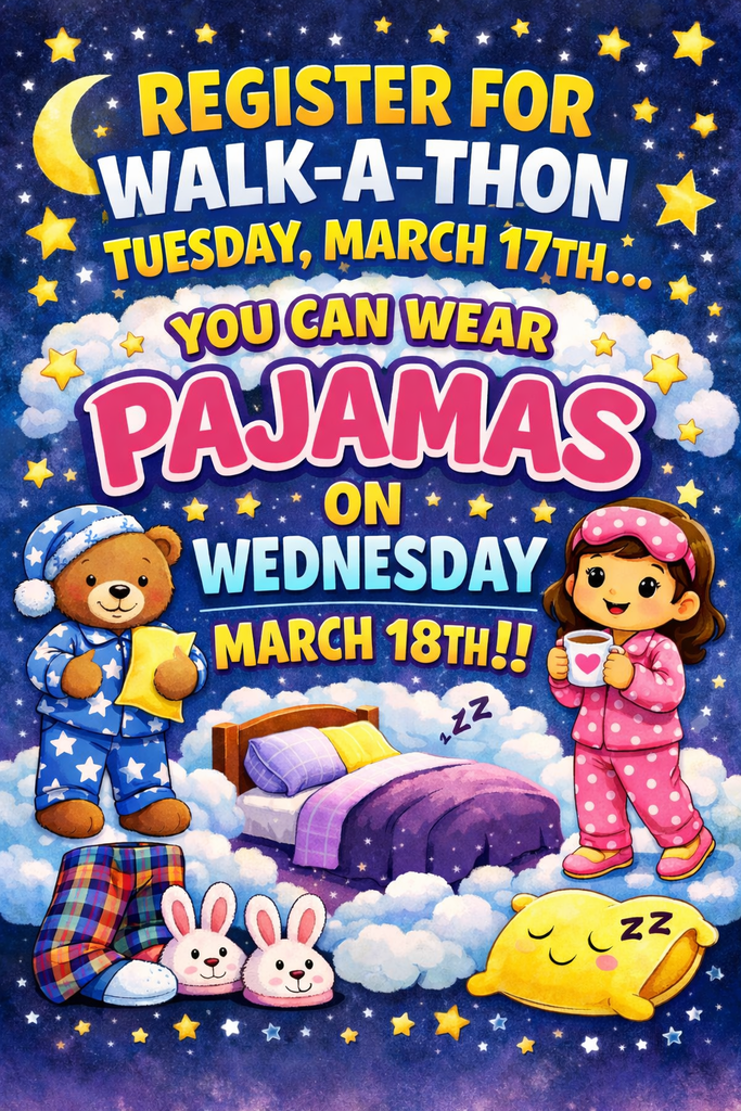 Walk-a-thon pajama day graphic
