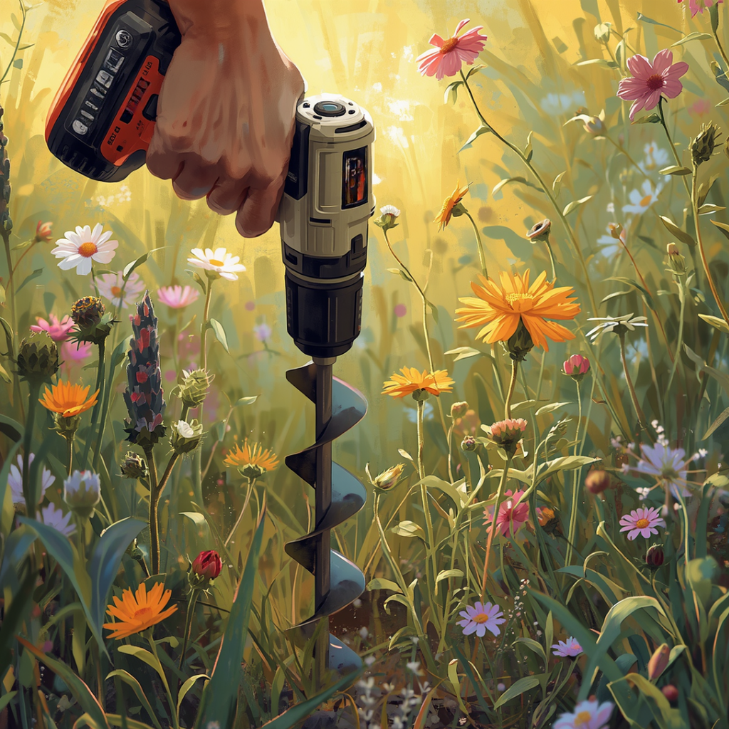 auger with plants