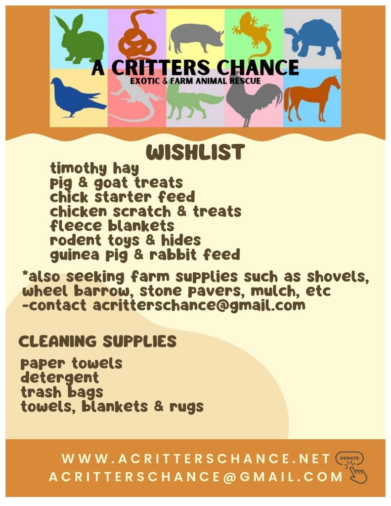 Critters Chance wish list