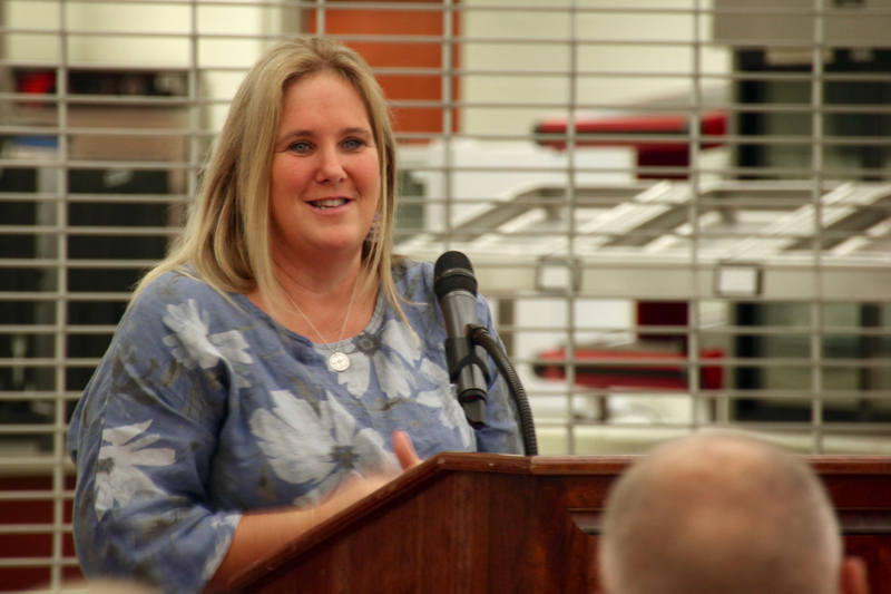 Ann Mennonno addressing the crowd