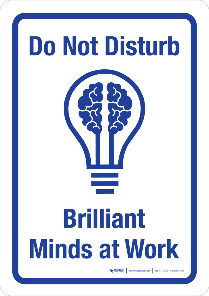 Do Not Disturb Brilliant Minds At Work Sign 