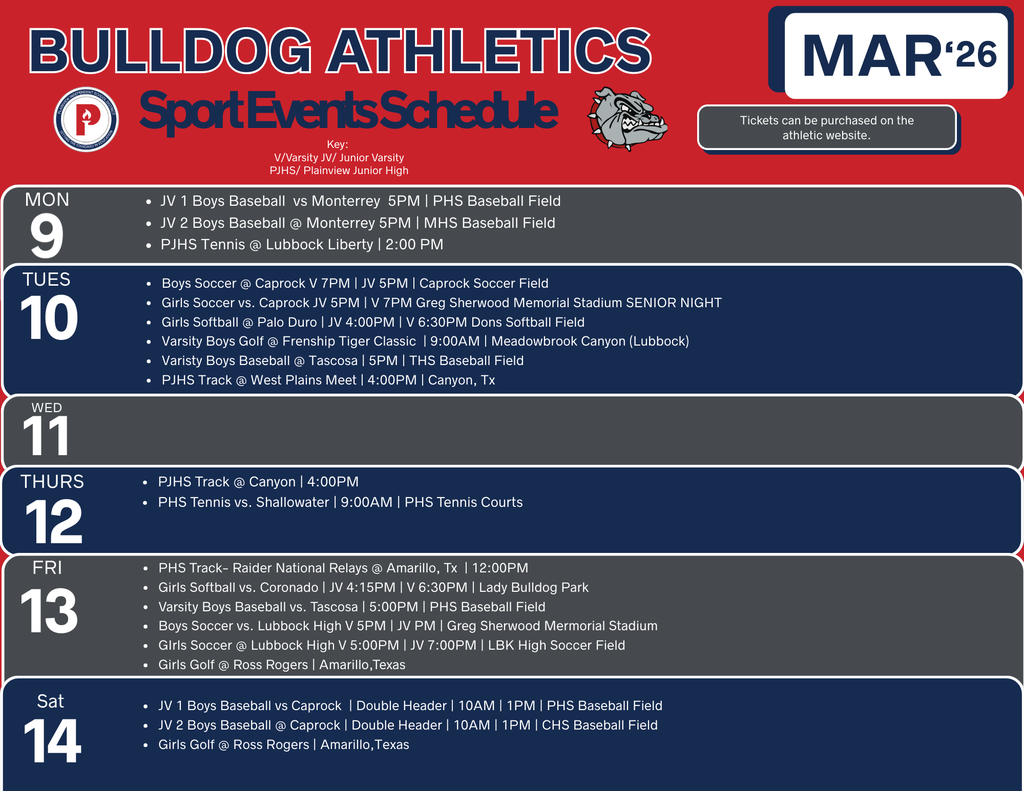 PISD Athletics 3/9-3/14