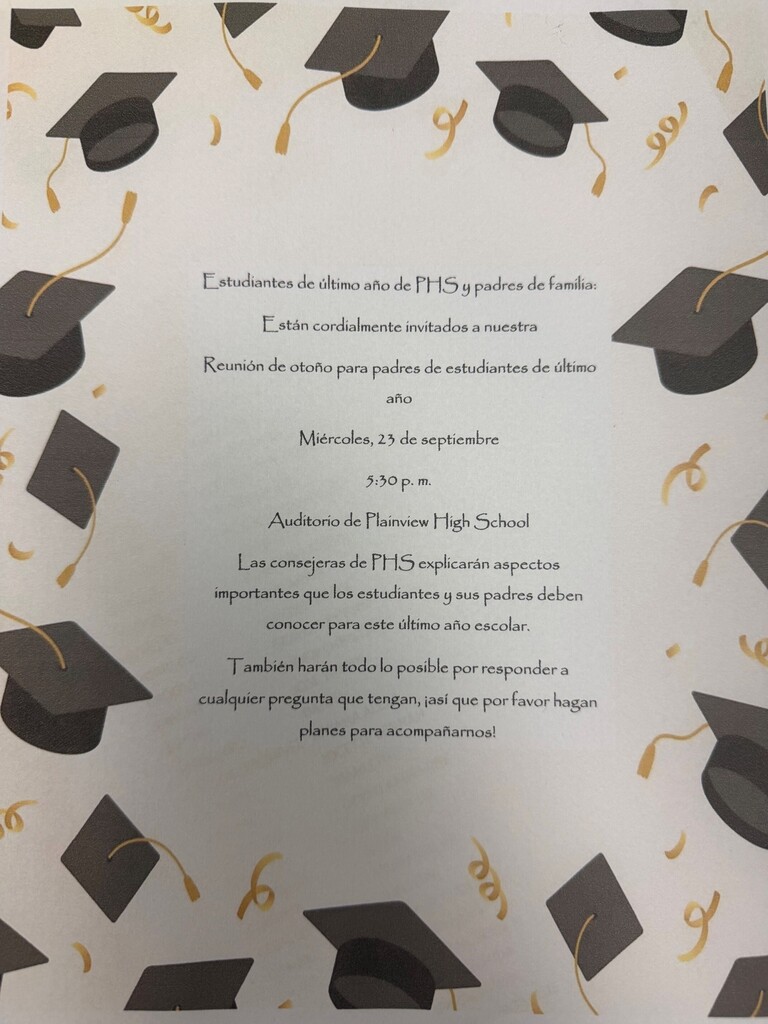 Senior Parent Meeting - Spanish