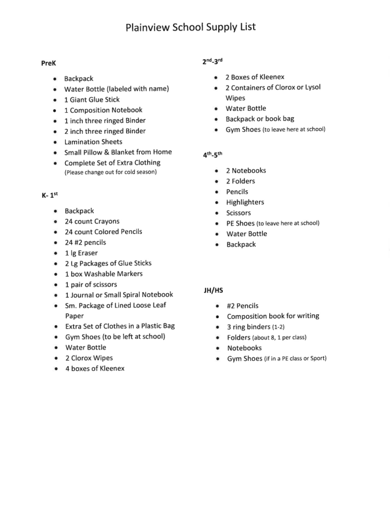 Supplies