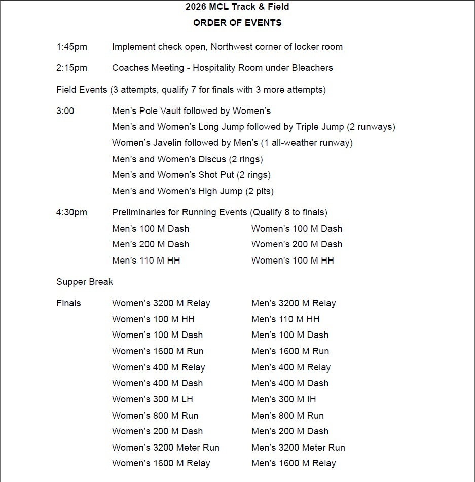 MCL Order of Events 2026