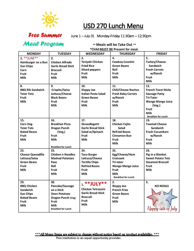 June menu