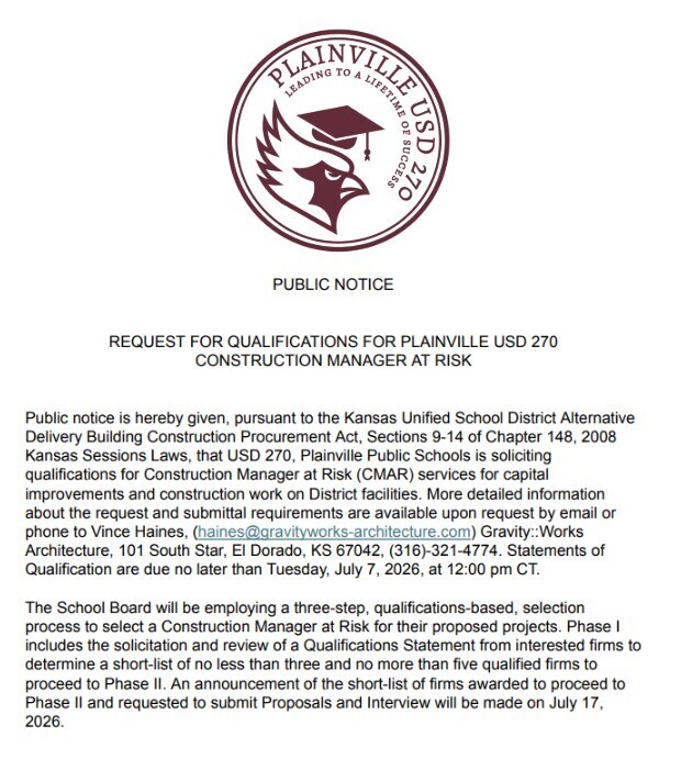 Request for Qualifications for USD 270 CMAR