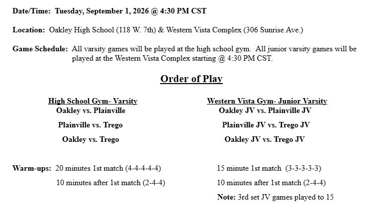 VB at Oakley Schedule