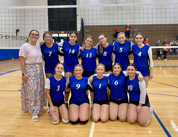 team picture of 8th grade volleyball team