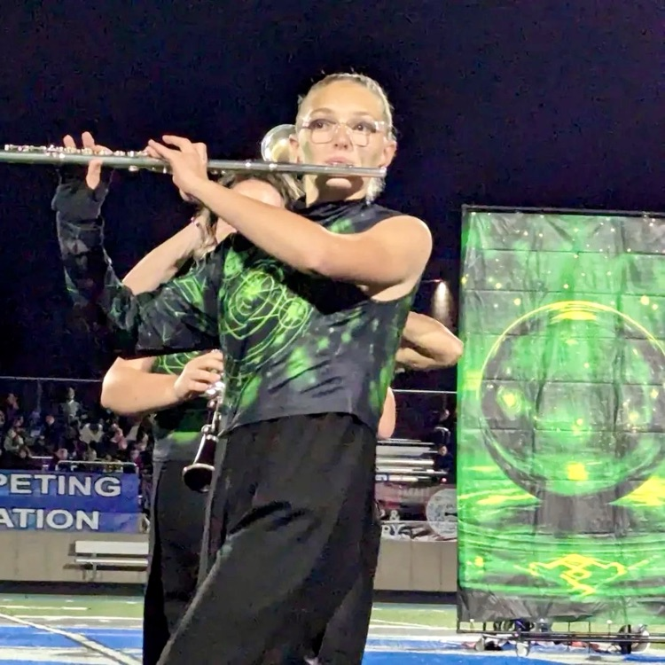 picture of Trojan marching band student performing in a show 