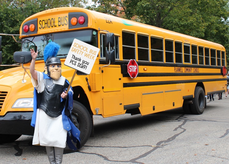 picture of Trojan holding a sign saying thank you PCS staff