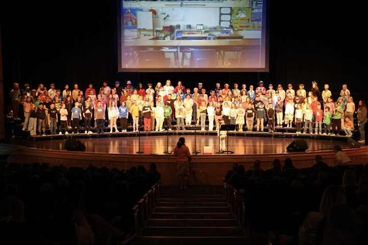 group picture of students during holiday musical 