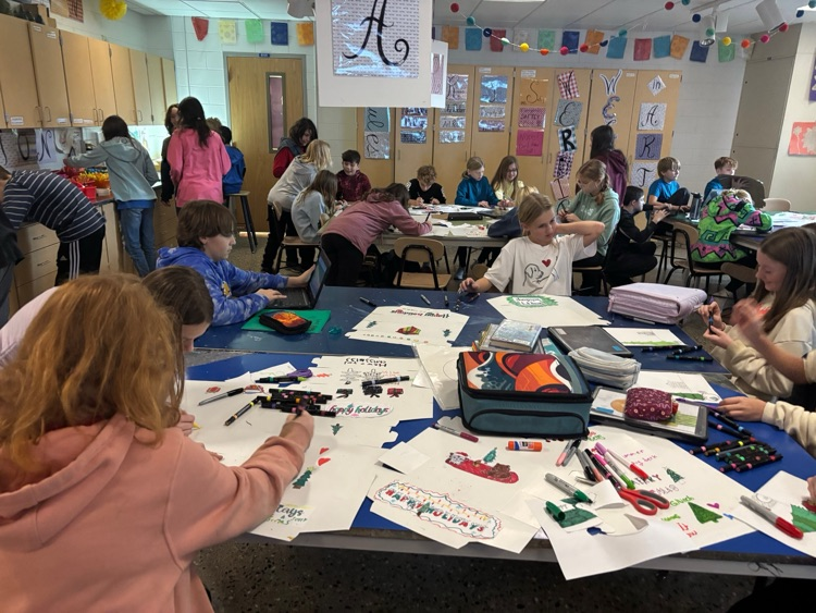 picture of art students working on a project 