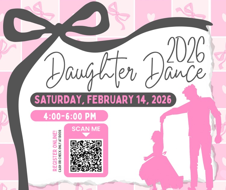 2026 daughter dance - Saturday, February 14, 2026 - 4:00-6:00 pm - scan the QR code for online registration 