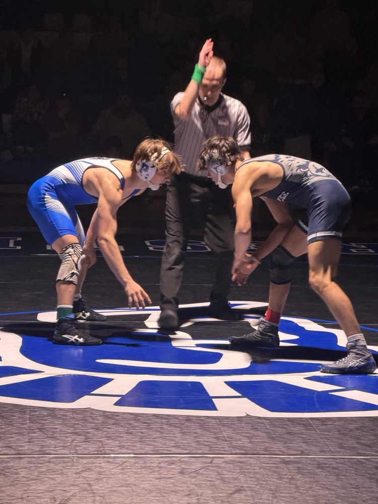 picture of phs wrestler in district championship match