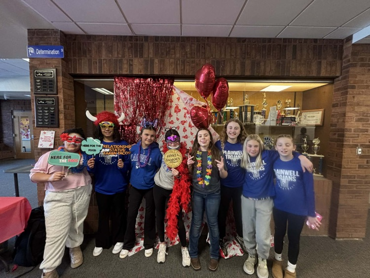 group picture of middle school students at their all-school party