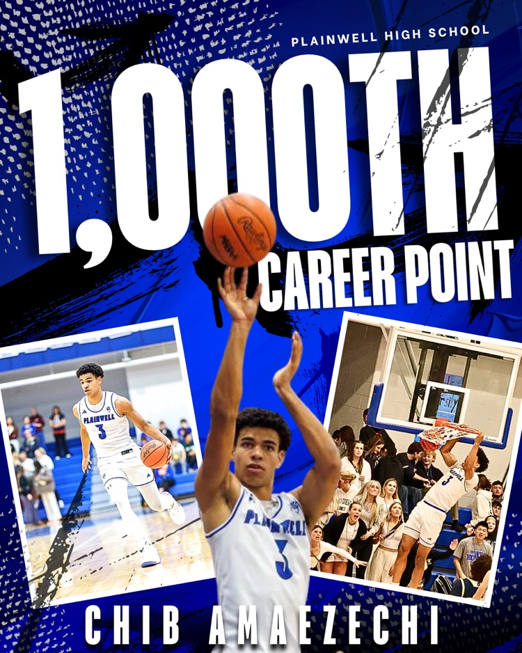 plainwell high school - 1,000th career point - Chib Amaezechi