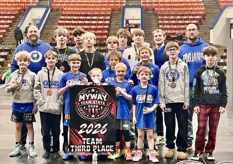 team picture of k-8th grade myway wrestling team 