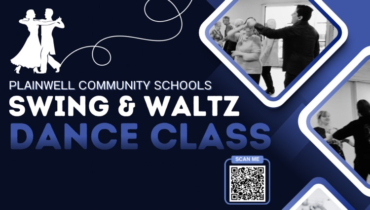 pictures of people ballroom dancing with words written - plainwell community schools swing & waltz dance class - QR code  
