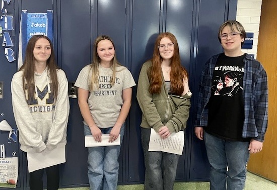 picture of four phs students who won a poetry contest