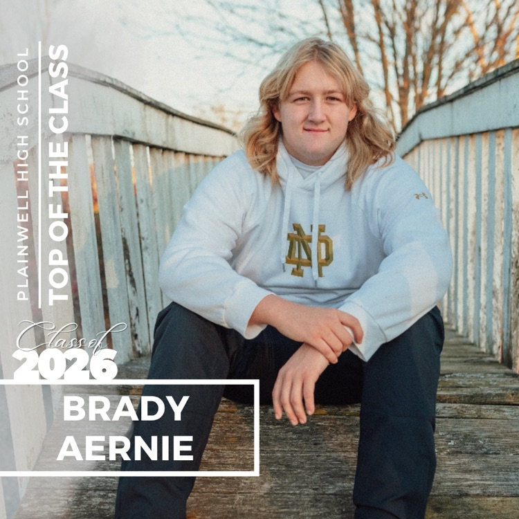 Picture of senior class student with writing - Plainwell High School - Top of the Class - Class of 2026 - Brady Aernie