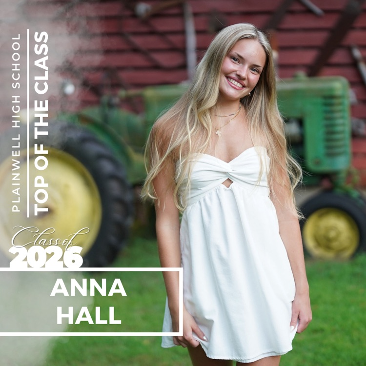 Picture of senior class student with writing - Plainwell High School - Top of the Class - Class of 2026 - Anna Hall