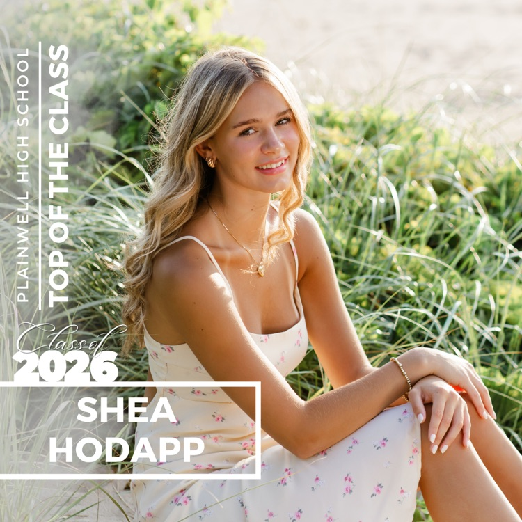 Picture of senior class student with writing - Plainwell High School - Top of the Class - Class of 2026 - Shea Hodapp